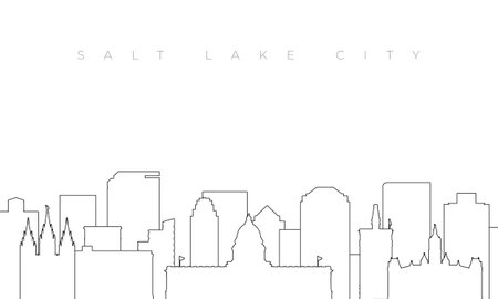 Outline Salt lake city skyline. Trendy template with Salt lake buildings city and landmarks in line style. Stock vector design.のイラスト素材