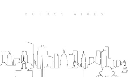 Outline Buenos Aires skyline. Trendy template with Buenos Aires buildings and landmarks in line style. Stock vector design.のイラスト素材