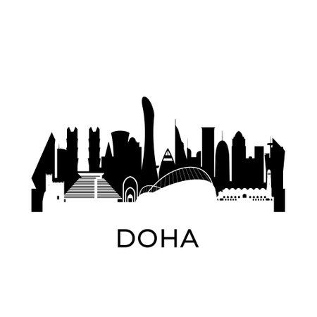 Doha, Qatar city skyline. Negative space city silhouette. vector illustration.のイラスト素材