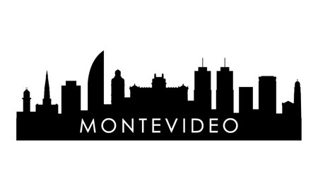 Montevideo skyline silhouette. Black Montevideo city design isolated on white background.のイラスト素材