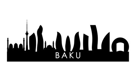 Baku skyline silhouette. Black Baku city design isolated on white background.のイラスト素材