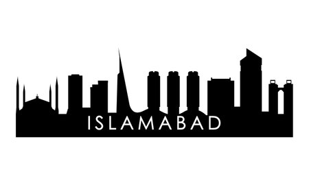 Islamabad skyline silhouette. Black Islamabad city design isolated on white background.のイラスト素材
