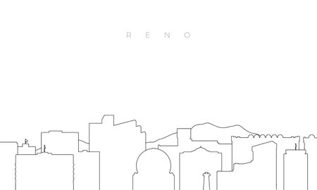 Outline Renault skyline. Trendy template with Reno buildings and landmarks in line style. Stock vector design.のイラスト素材