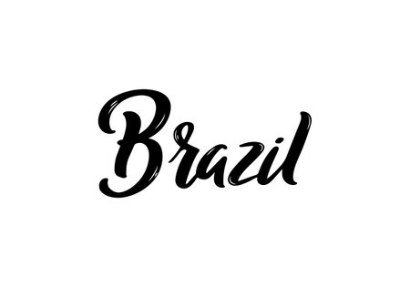 Brazil Lettering. Handwritten country name. vector design template.のイラスト素材
