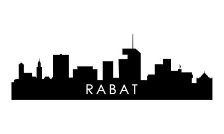 Rabat skyline silhouette. Black Rabat city design isolated on white background.のイラスト素材