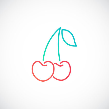 Cherry line icon isolated on white background. Cherries Emblem. stock vector illustration.のイラスト素材
