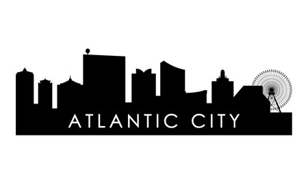 Atlantic city skyline silhouette. Black Arlington city design isolated on white background.のイラスト素材
