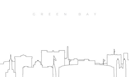 Outline Green Bay skyline. Trendy template with Green Bay buildings and landmarks in line style. Stock vector design.のイラスト素材