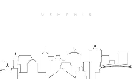 Outline Memphis skyline. Trendy template with Memphis buildings and landmarks in line style. Stock vector design.のイラスト素材