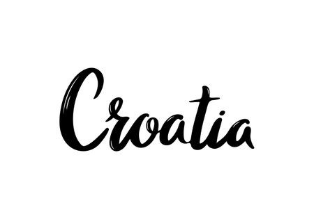 Croatia Lettering. Handwritten country name. vector design template.のイラスト素材