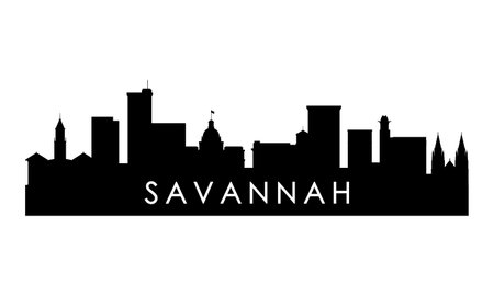 Savannah skyline silhouette. Black Savannah city design isolated on white background.のイラスト素材
