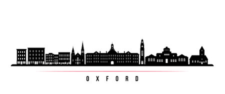 Oxford, Ohio skyline horizontal banner. Black and white silhouette of Oxford, Ohio. vector template for your design.のイラスト素材