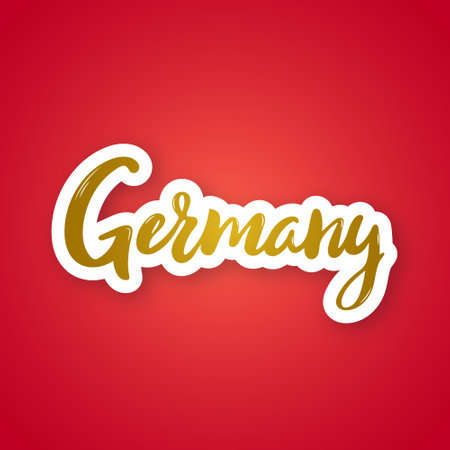 Germany - hand drawn lettering phrase. Sticker with lettering in paper cut style. vector illustration.のイラスト素材