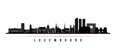 Luxembourg skyline horizontal banner. Black and white silhouette of Luxembourg city. vector template for your design.のイラスト素材