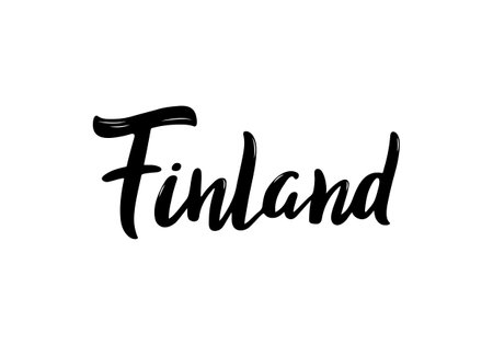 Finland Lettering. Handwritten country name. vector design template.のイラスト素材