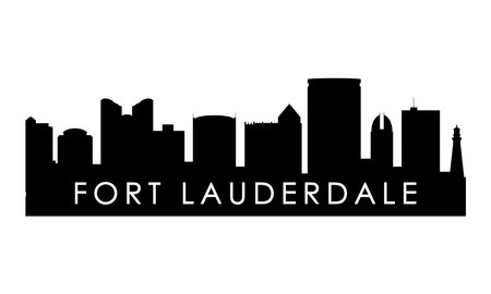 Fort Lauderdale skyline silhouette. Black Fort Lauderdale city design isolated on white background.のイラスト素材