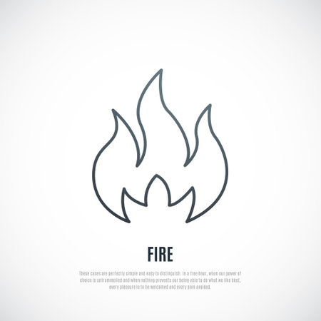 Fire outline vector icon. Contour line fire illustration isolated on white background.のイラスト素材