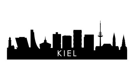 Kiel skyline silhouette. Black Kiel city design isolated on white background.のイラスト素材