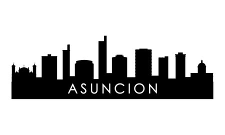 Asuncion skyline silhouette. Black Asuncion city design isolated on white background.のイラスト素材