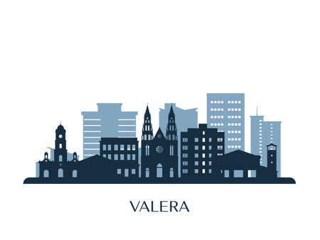 Valera skyline, monochrome silhouette. vector illustration.のイラスト素材