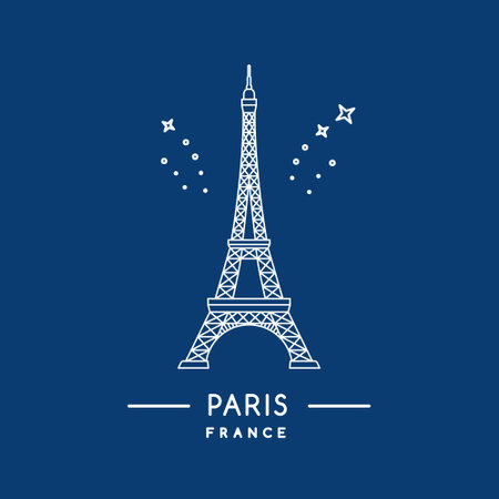 Eiffel tower line art icon. Outline Eiffel tower, Paris template. France landmark. vector illustration.のイラスト素材
