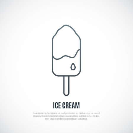 Ice cream line icon. Simple fast food symbol. Thin line ice cream design for logo, business card, mobile app, web design, etc.のイラスト素材