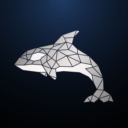 Polygonal abstract Grampus on dark blue background. Vector geometric Orca.のイラスト素材