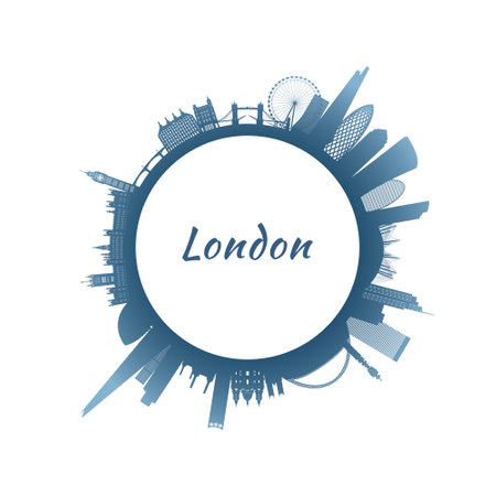 London skyline with colorful buildings. circular style. stock vector illustration.のイラスト素材