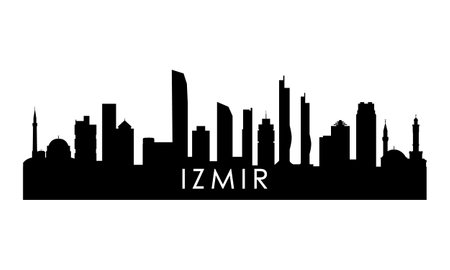 Izmir skyline silhouette. Black Izmir city design isolated on white background.のイラスト素材