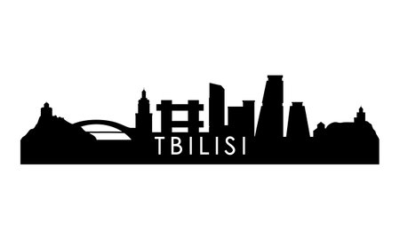 Tbilisi skyline silhouette. Black Tbilisi city design isolated on white background.のイラスト素材