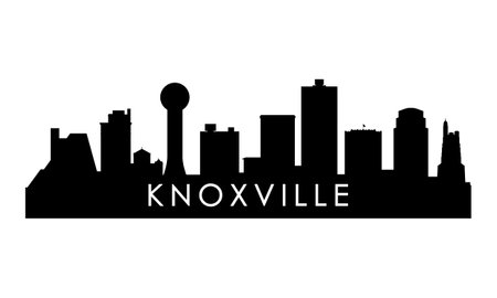 Knoxville skyline silhouette. Black Knoxville city design isolated on white background.のイラスト素材