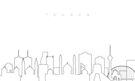 Tehran skyline. Trendy template with Tehran buildings and landmarks in line style. Stock vector design.のイラスト素材