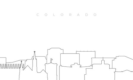 Outline Colorado Springs skyline. Trendy template with Colorado Springs buildings and landmarks in line style. Stock vector design.のイラスト素材