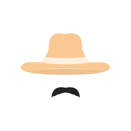 Uncle Farmer man wearing yellow straw hat. Farmer flat icon. stock vector illustration.のイラスト素材