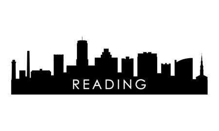 Reading skyline silhouette. Black Reading city design isolated on white background.のイラスト素材
