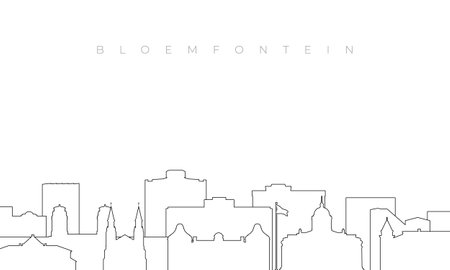 Outline Bloemfontein skyline. Trendy template with Bloemfontein buildings and landmarks in line style. Stock vector design.のイラスト素材