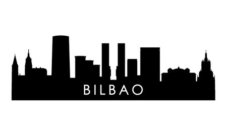 Bilbao skyline silhouette. Black Bilbao city design isolated on white background.のイラスト素材