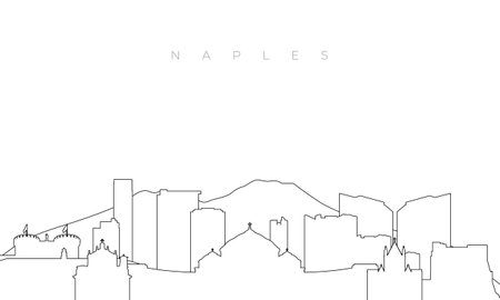Outline Naples skyline. Trendy template with Naples, Italy buildings and landmarks in line style. Stock vector design.のイラスト素材