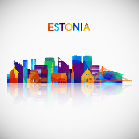 Estonia skyline silhouette in colorful geometric style. Symbol for your design. Vector illustration.のイラスト素材
