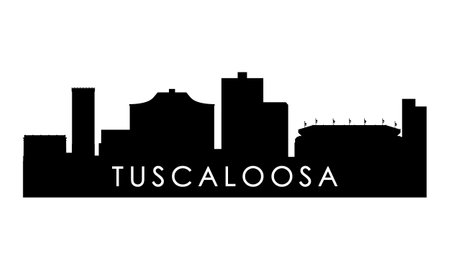 Tuscaloosa skyline silhouette. Black Tuscaloosa city design isolated on white background.のイラスト素材