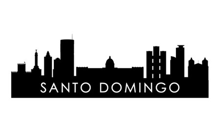 Santo Domingo skyline silhouette. Black Santo Domingo city design isolated on white background.のイラスト素材