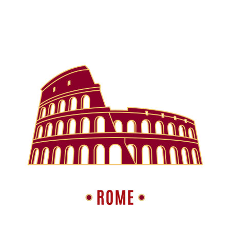 Colosseum illustration in line art style. Vector icon of Rome landmark.のイラスト素材