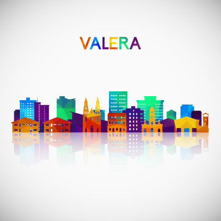 Valera skyline silhouette in colorful geometric style. Symbol for your design. Vector illustration.のイラスト素材