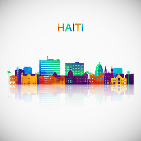 Haiti skyline silhouette in colorful geometric style. Symbol for your design. Vector illustration.のイラスト素材