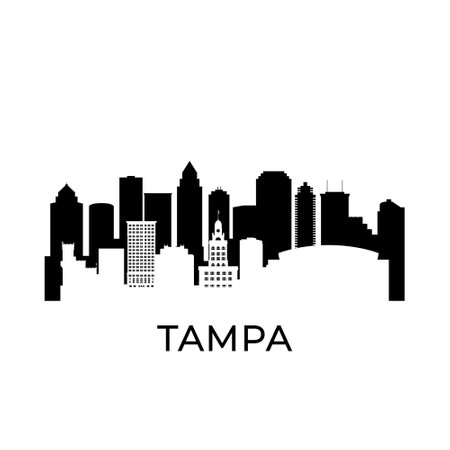 Tampa, Florida city skyline. Negative space city silhouette. Vector illustration.のイラスト素材