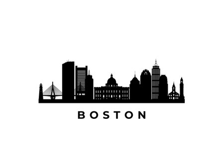 Vector Boston skyline. Travel Boston famous landmarks. Business and tourism concept for presentation, banner, web site.のイラスト素材