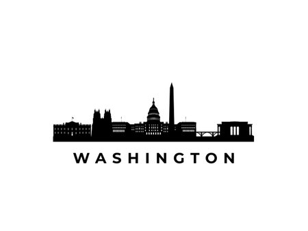 Vector Washington DC skyline. Travel Washington DC famous landmarks. Business and tourism concept for presentation, banner, web site.のイラスト素材