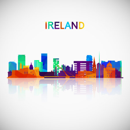 Ireland skyline silhouette in colorful geometric style. Symbol for your design. Vector illustration.のイラスト素材