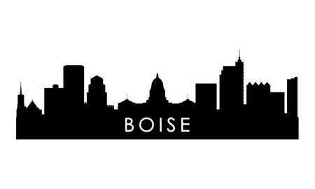 Boise skyline silhouette. Black Boise city design isolated on white background.のイラスト素材