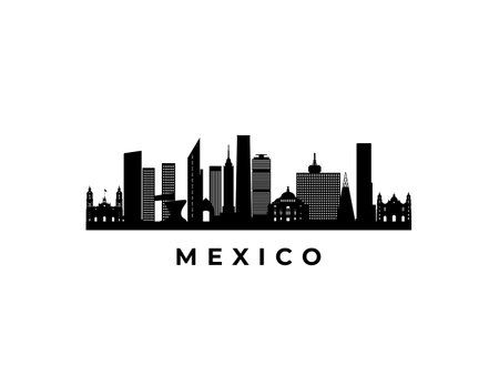 Vector Mexico skyline. Travel Mexico famous landmarks. Business and tourism concept for presentation, banner, web site.のイラスト素材